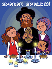 Happy shabat greeting card. Vector illustration