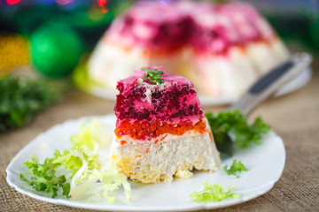 Traditional herring under boiled vegetables