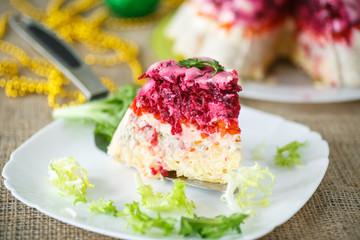 Traditional herring under boiled vegetables