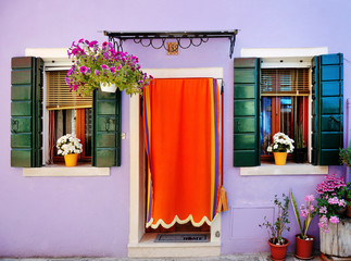 Panele Szklane  kolorowy dom w Burano, Wenecja, Włochy