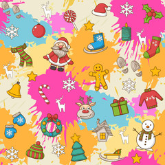 Vector Happy New Year and Merry Christmas pattern
