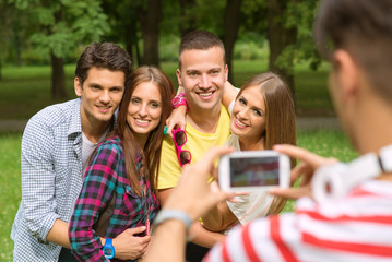 Friends Taking a Photo with Smartphone