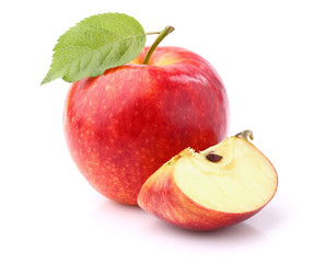 Red apple with leaf