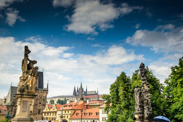 Fototapeta premium Charles Bridge and the Prague castle,Czech Republic.