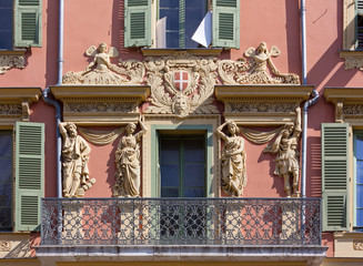 Decorated Facade of a Historic Palace in Nice