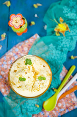 Pumpkin ice cream with mint