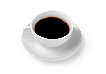 Cup of coffee on white background