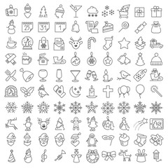 Naklejka premium One hundred Christmas icons set