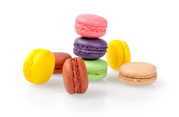 Macarons isolated on white background