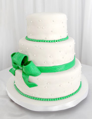 Wedding cake on light background