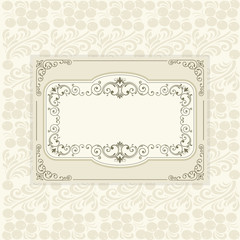 vintage frame on eastern European traditional seamless pattern w