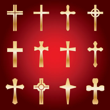 Set of Gold Crosses
