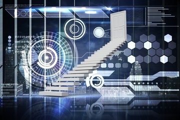 Composite image of stairs leading to door