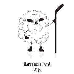 Cartoon sheep on skates vector