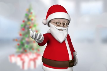 Composite image of cute cartoon santa claus