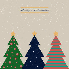 Christmas card with decorated fir trees