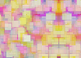 Multicolored different square Shapes in Chaotic Arrangement