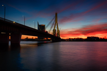 Bridge in Riga at night