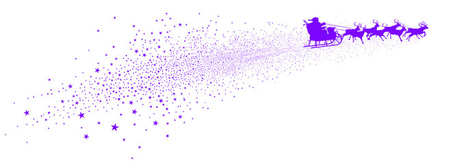 fliegender Weihnachtsmann, Rentiere, Sternschnuppe, Santa Claus
