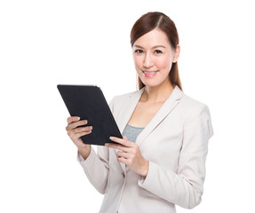 Fototapeta premium Businesswoman touch on tablet
