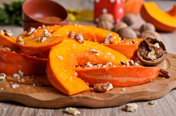 Raw slices of pumpkin
