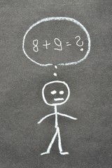 Traurige Figur mit Sprechblase