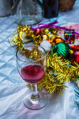 red wine and decorated