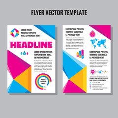 Abstract geometric flyer vector template.