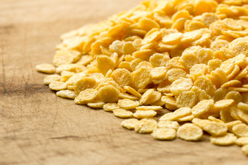 Corn flakes, piled on the desk