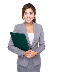 Businesswoman with clipboard