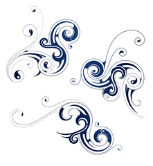 Set of design elements with spiral scrolls