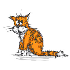 Vector sketch of a ginger cat