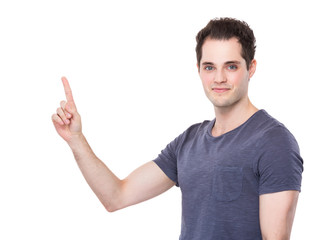 Man with finger point out
