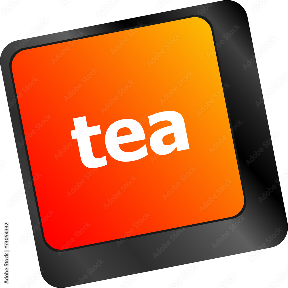 Poster computer keyboard keys with tea break button
