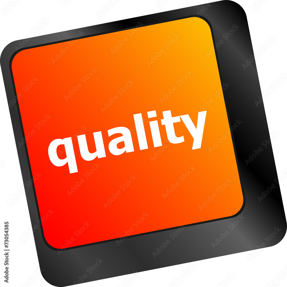 Poster quality button on computer keyboard showing business concept