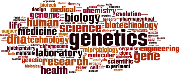 Obraz premium Genetics word cloud concept. Vector illustration