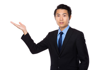 Businessman with hand show with blank sign