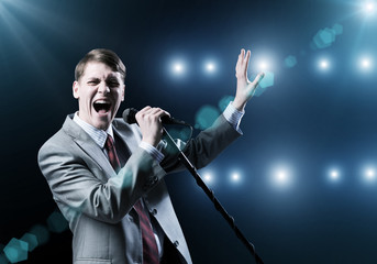 Businessman with microphone