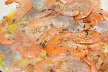 fresh gulf shrimps with garlic fried in olive oil