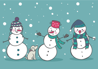 Set of 3 snowman, part 1 vector illustration
