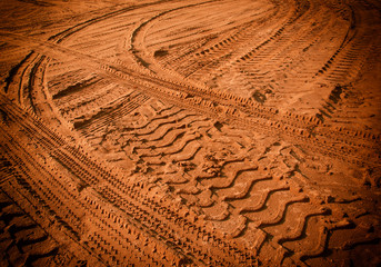 Tire tracks on the sand - 73058392