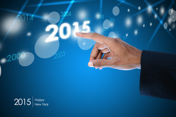 Smart hand showing 2015 celebration concept
