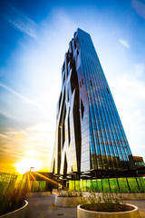 Naklejka premium Skyscraper at sunset, Vienna