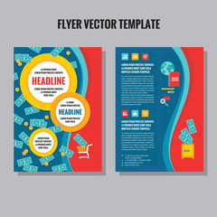 Abstract geometric flyer vector template in flat style design