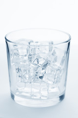 glass with ice cubes