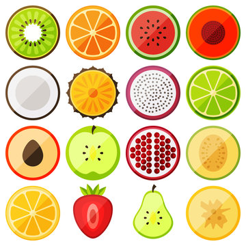 flat icon fruits