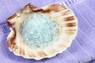 Bath salts in a seashell