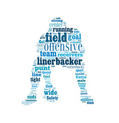 American football player shaped word cloud