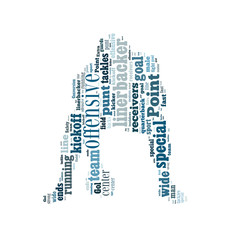 American football player shaped word cloud