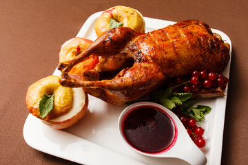 Garnished roasted turkey